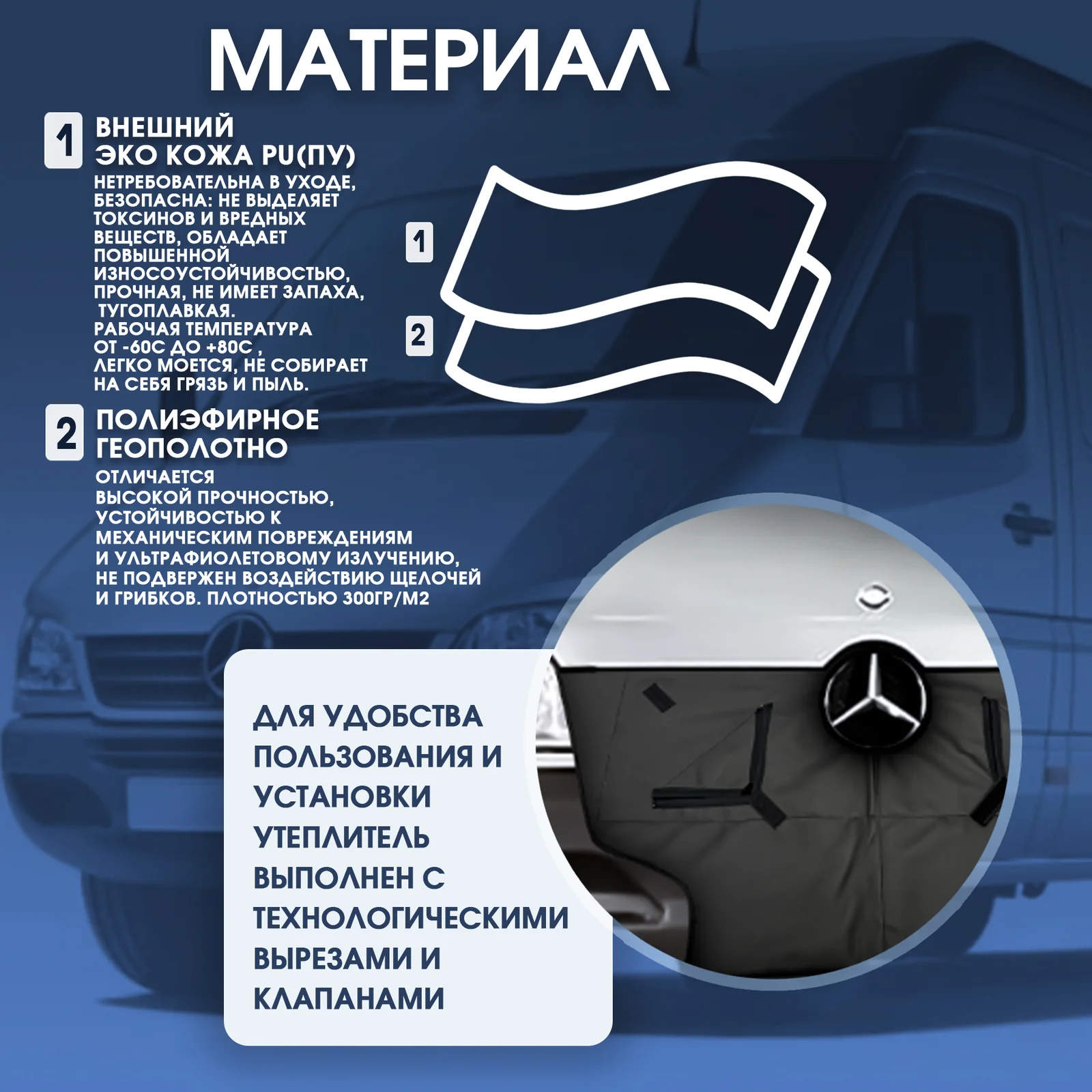 Утеплитель радиатора Mercedes-Benz Sprinter Classic 909 кузов с 2013г.