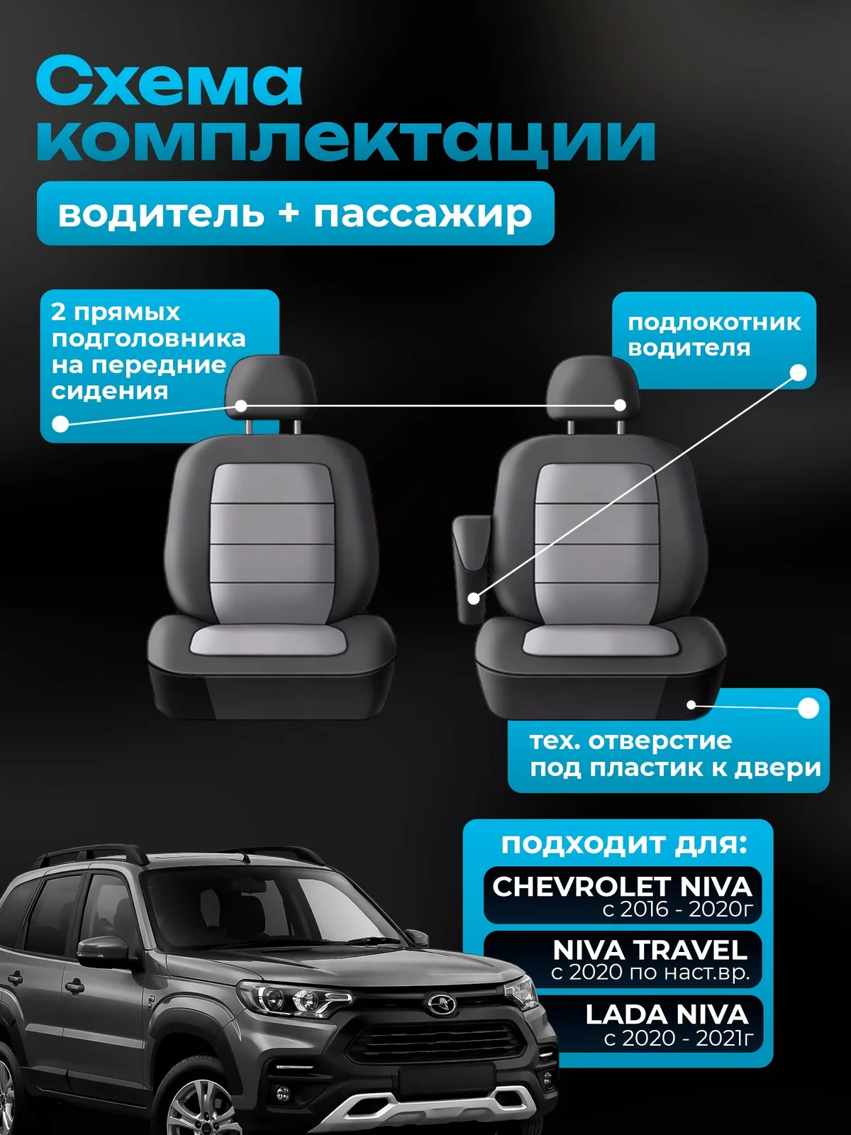Чехлы Chevrolet Niva и для Лада Нива Тревел жаккард водитель+пассажир