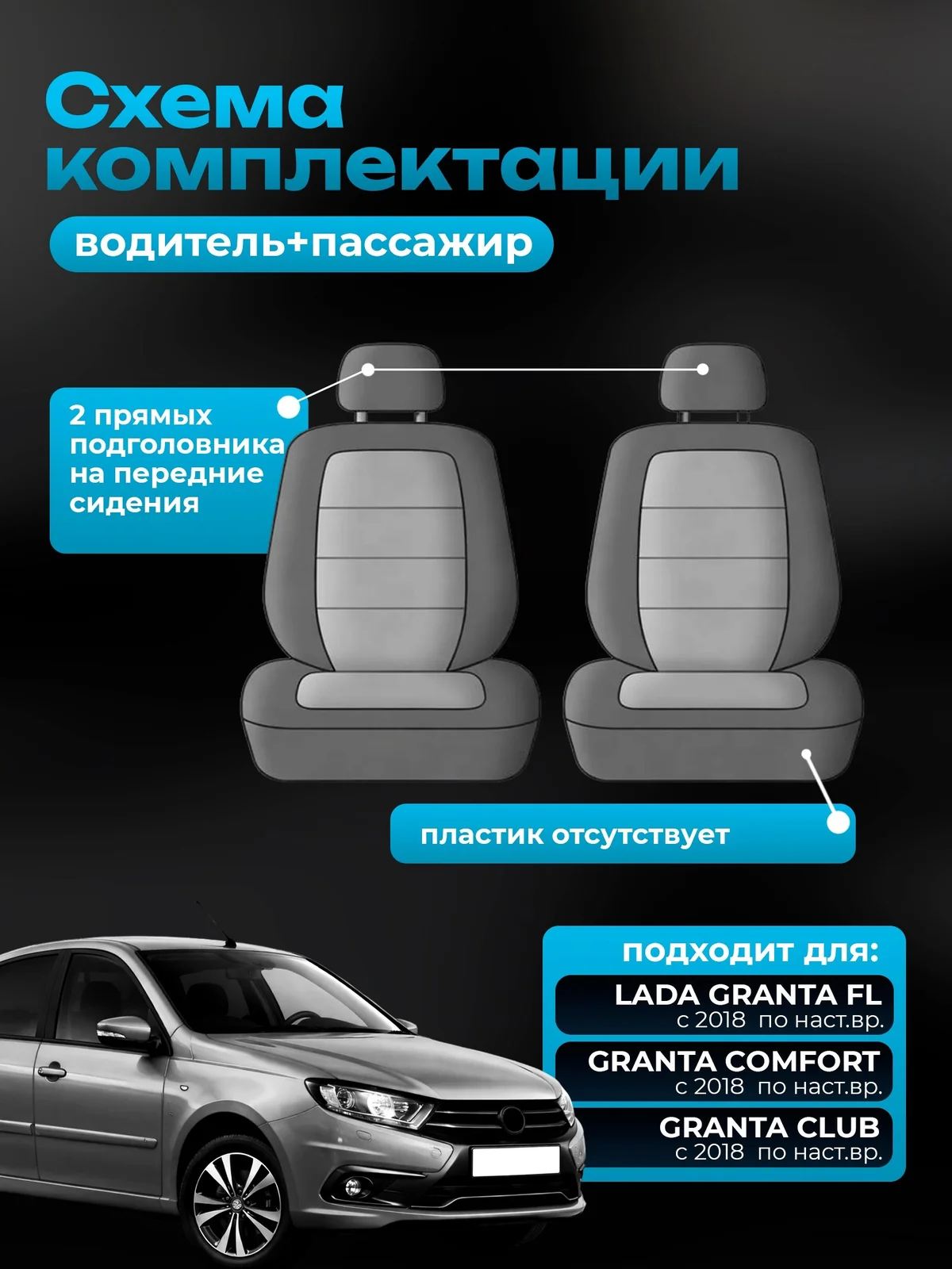 Чехлы водитель + пассажир ЛАДА ГРАНТА жаккард